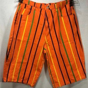MENS Vintage Cest Toi Orange Multicoloured Stripe shorts. Cotton. USA. XLARGE.